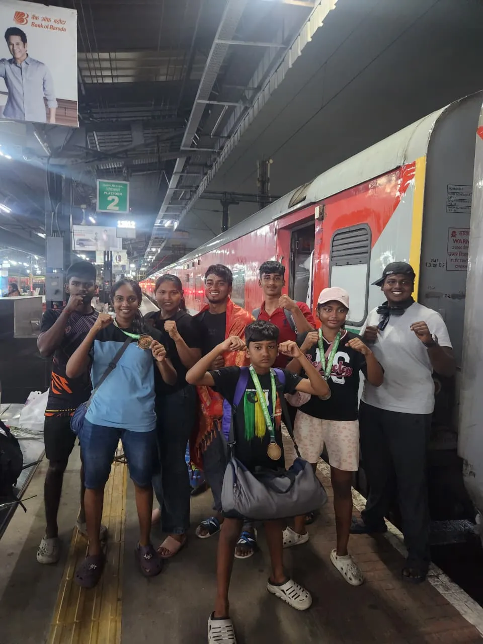 Team Lethal welcomed at the railway station after the 7th UMAI National Youth Muay Thai Championship 2026